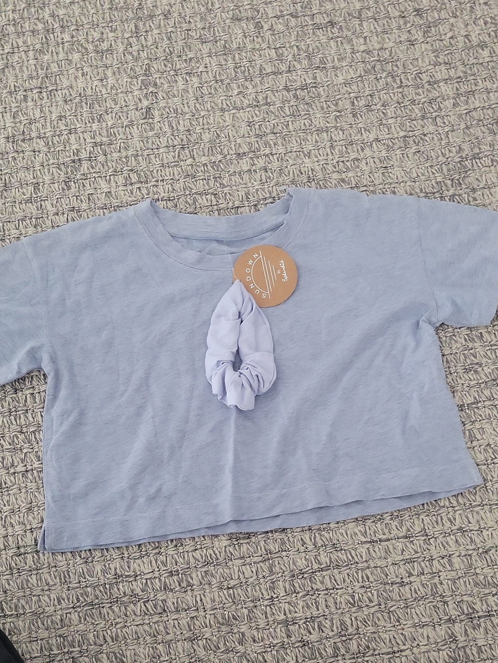 Splendid Light Blue Cropped Tee with Matching Scrunchie XS
